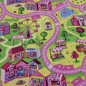 Vopi, Koberec metráž cesty Sweet Town - neúčtujeme odrezky z role, na mieru, šíře 1,33m,1m,2m,3m,4m,na mieru, neúčtujeme odrezky, viacfarebná, filc, detská izba
