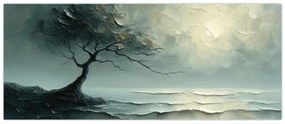 Obraz - Olejomaľba stromu s oceánom (120x50 cm)