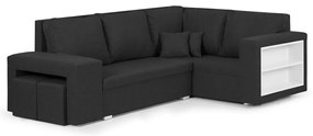 Rozkládací rohová sedací souprava MODO3 + 2 Taburety Černá