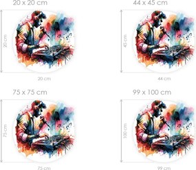 Mixujúce DJ textilní prelepiteľná nálepka na stenu list 75 x 75 cm