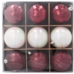 Vianočné gule 9ks 8cm Burgundy