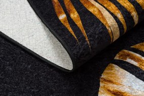 Koberec MIRO 51518.805 listy / rám, čierny / zlatý