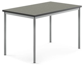 Stôl SONITUS, 1200x800x760 mm, linoleum - tmavošedá, strieborná