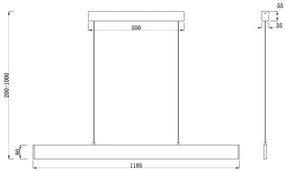 Maytoni P010PL-L30B4K- LED Luster na lanku STEP LED/30W/230V 4000K 118,5 cm čierna