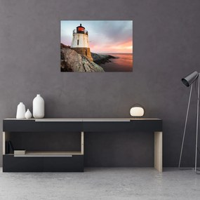 Sklenený obraz - Maják Castle Hill (70x50 cm)