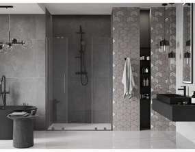 Mexen Velar Duo, posuvné dvere do otvoru 150x200 cm, 8mm číre sklo, grafitová matná, 871-150-000-02-66