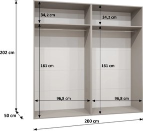 Šatníková skriňa Alaris 3 200 (kašmír) (so zrkadlom). Akcia -20%. Vlastná spoľahlivá doprava až k Vám domov. 1144224