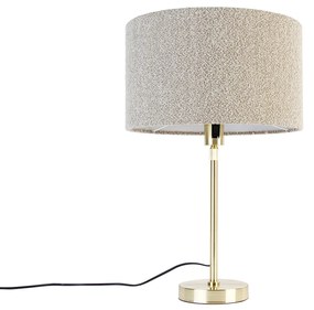 Stolná lampa zlatá nastaviteľná s tienidlom boucle taupe 35 cm - Parte