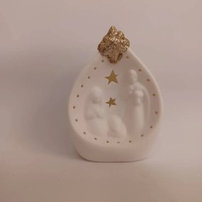 DECOLED Keramický betlehem, 7,8 x 5,5 x 10 cm, teplá biela, 2xLR44