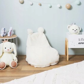 AKCIA Detský sedací vak z umelej kožušiny BUBBLO, biely II. akosť