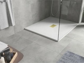 Mexen Hugo, obdĺžniková sprchová vanička SMC 110 x 100 cm, biela, zlatá krytka, 42101011-G