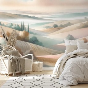 Fototapeta pastelová krajina s jemnými kopčekmi