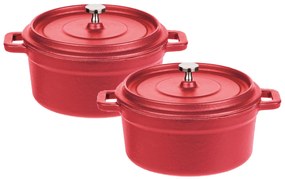 GSW Súprava liatinových mini servírovacích hrncov, 2-dielna (červená)  (100354492)