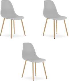 Set troch jedálenských stoličiek WAT sivý - naturálne nohy (3 ks)