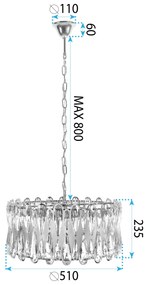 Toolight Toolight, krištáľové závesné svietidlo 8xE14, APP1718-CP, zlatá, OSW-04340
