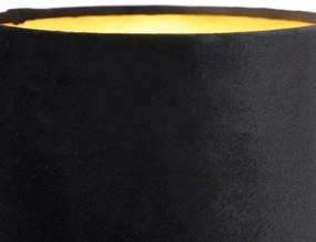 Art Deco nástenná lampa čierna s zamatovým tienidlom - Stacca