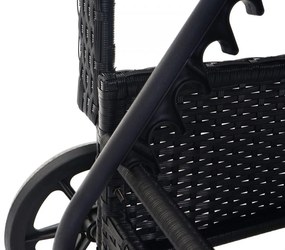 Lehátko Carrara, polyratan / hliník - antracit, sivý vankúš