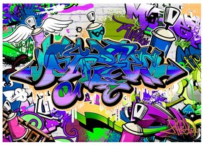 Artgeist Fototapeta - Graffiti: violet theme Veľkosť: 200x140, Verzia: Standard