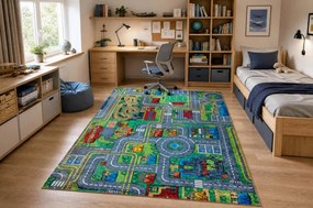 Detský koberec protišmykový BAMBINO 61500 zelený / sivý