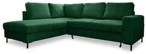 Tmavozelená menčestrová rozkladacia rohová pohovka (ľavý roh) Lofty Lilly – Miuform