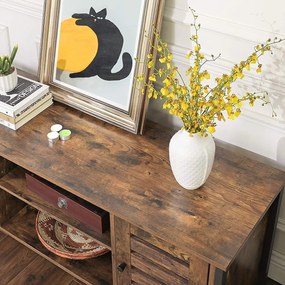 TV stolík, TV skrinka s lamelovými dvierkami, pre televízory do 50", rustikálny hnedý