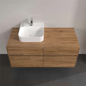 VILLEROY &amp; BOCH Collaro závesná skrinka pod umývadlo na dosku (umývadlo vľavo), 4 zásuvky, 1200 x 500 x 548 mm, Oak Kansas, C09800RH