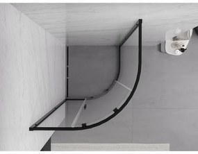 Mexen Exo, štvrťkruhový sprchovací kút s posuvnými dverami 100 x 100 cm, 6mm číre sklo, čierny profil, 8131-100-100-70-00