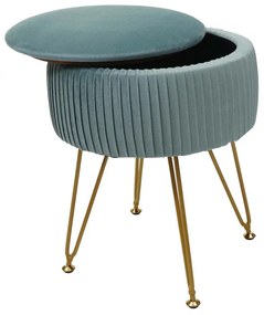 Taburetka s úložným priestorom K47- zamat, v45 x Ø35 cm - Zelená / zlatá