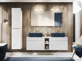 Koupelnová sestava Iconic s deskou, umyvadly, zrcadlem a skříňkami 140 cm bílá