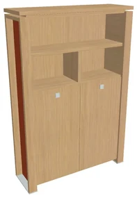 Vysoká šatníková skriňa Verno+ S 140 x 46 x 210 cm, s regálom, dub svetlý / oranžová