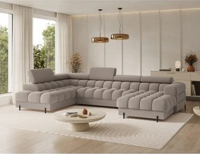 Svetlohnedá zamatová rozkladacia rohová pohovka (ľavý roh/do tvaru "U") Feraria – ELTAP