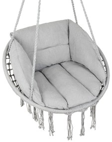 Sivé závesné kreslo KOLUMBIA s polstrovaním a sivým stojanom