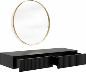 Závesný toaletný stolík Nicole so zrkadlom 60 cm - čierny mat