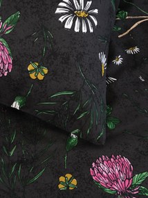 Predĺžené bavlnené obliečky Renforcé - Herbár čierny