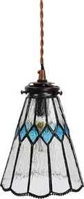 Závesná Tiffany lampa modré detaily BlueRhom - Ø 15*115 cm E14/max 1*25W