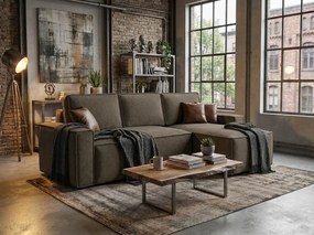Rozkladacia obojstranná sedacia súprava do L SMART BOUCLE 232x143 cm, sivohnedá