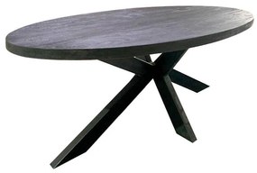 Jedálenský stôl z mangového dreva Tulsa Black 210×100 cm oválny Mahom