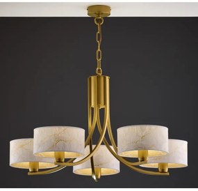Jupiter 2097 - Luster na reťazi ARTHUR 5xE27/15W/230V biela/zlatá/mramorový dekor