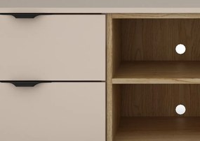 TV skrinka so zásuvkami Avola, 140 cm, béžová kašmír/dub cremona