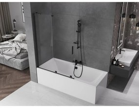 Mexen Velar, 2-krídlová posuvná vaňová zástena 120 x 150 cm, 8mm číre sklo, čierna matná, 896-120-000-01-70