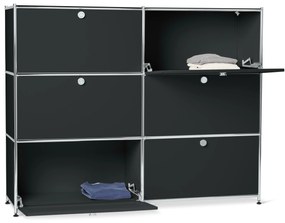 Veľká kovová komoda »CN3« so 6 výklopnými priehradkami, čierna