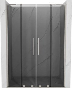 Mexen Velar L Duo, posuvné sprchové dvere do otvoru 150 cm, 8mm šedé sklo, brúsená oceľ, 871-150-003-42-97