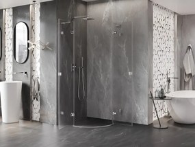 Mexen Lunar, L polkruhový výklopný sprchový kút 100 x 100 cm, 8mm číre sklo, chrómový profil, 833L-100L-100P-01-00
