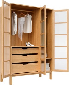 Presklená šatníková skriňa SOLID, 135x60x205 cm Orech