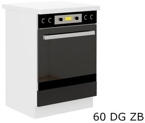 Kuchynská skrinka vstavaná s pracovnou doskou OMEGA 60 DG ZB, 60x82x60, čierna/biela