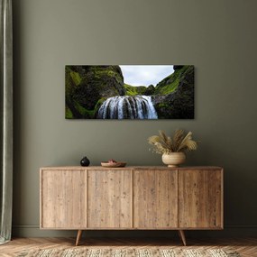 Obraz útesu s vodopádom (120x50 cm)