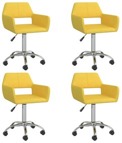 Otočné jedálenské stoličky 4 ks žlté látkové