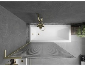 Mexen Next L, 1-krídlová vaňová zástena 100 x 150 cm, 6mm sklo s rebrovým vzorom, zlatý matný profil, 895-100-000-03-09-55