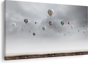 Obraz - Balóny nad tehlovou stenou (90x60 cm)