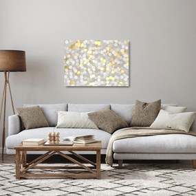 Sklenený obraz - Zlato-biele hexagóny (70x50 cm)